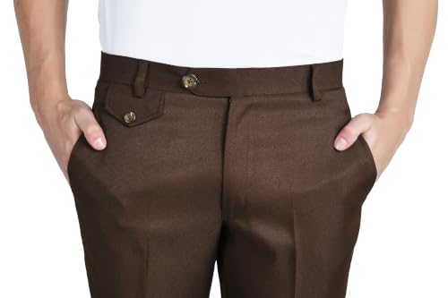 Image of Men's Formal Slim Fit Trousers | Premium Poly Viscose Blend Office Wear Flat Front Pants | Wrinkle Resistant Business Casual Pants | Length 41 Inches.