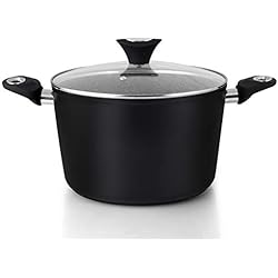 Cacerola 6 Litros Orbegozo CFH 3024 - Cacerola honda aluminio forjado, 6 L, revestimiento antiadherente, mango tacto frío, tapa cristal templado