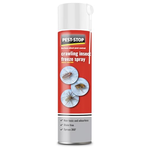 Pest-Stop Crawling Insect Freeze Spray – Instant Cold Action Bug Spray for Ants, Spiders, Silverfish, Cockroaches & Bed Bugs – Insecticide-Free – Safe for Indoor Use – 300ml