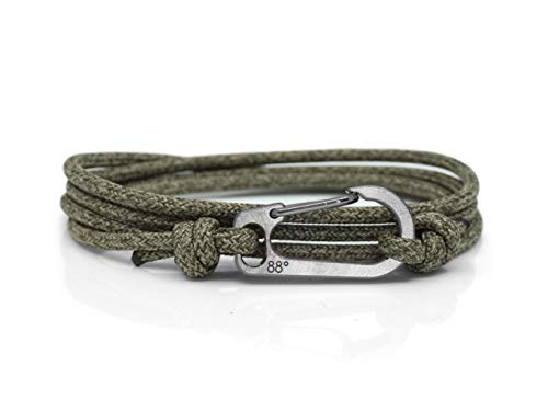 Bracciale da arrampicata con moschettone in titanio, verde foresta, realizzato a mano nel Regno Unito e regolabile