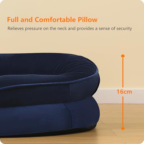 HMTOPE Orthopädisches Hundebett, Hundesofa, Vierseitiges Nackenrolle Kissen, rutschfeste Unterseite Hundekorb, Abnehmbar und Waschbar, Mittelgroße Hunde, Grosse Hunde, 106 x 79 x 17 cm, Navyblau