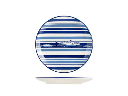 Assiettes à fruits de 19,5 cm au design marin Puerto, l'élégance de la faïence bleue