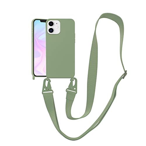 Image of Compatible with iPhone 12 Case with Lanyard Crossbody iPhone Case with Strap Adjustable Shockproof Drop Protection Silicone Phone Cover for iPhone 12 6.1'' Mint Green