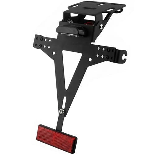Support de plaque de moto anti vibration en metal mat avec eclairage LED fixe