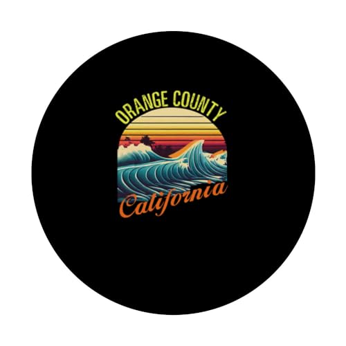 Orange County Retro Surf Apparel & Beachwear, Orange County PopSockets Swappable PopGrip, Black - Image 3