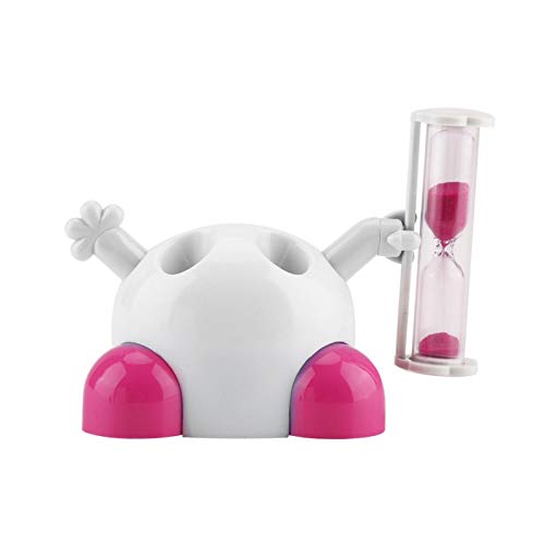 Kuuleyn Soporte para Cepillo de Dientes Reloj de Arena para Cepillado de Dientes para niños Temporizador de Cuenta Regresiva de 3 Minutos, Soporte para Cepillo de Dientes de Reloj de Arena(Rosado)