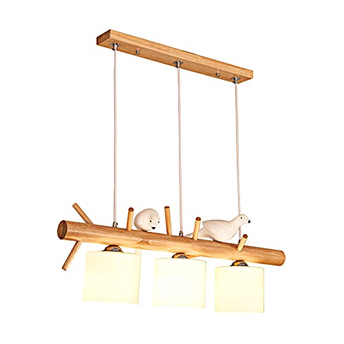 Lámpara Colgante de Madera Artesanal Creativa | Lámpara de araña con diseño de pájaro Personalizado para Sala de Estar, Dormitorio y cafetería | Lámpara Colgante LED | Iluminación de Madera