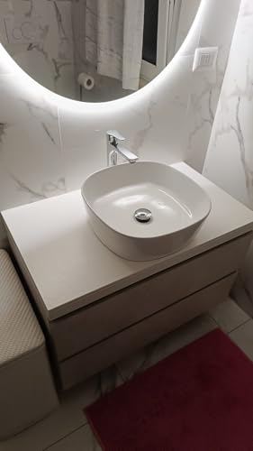 Top para lavabo de mármol y resina Vulcano L 70x51 cm, encimera beige Ral 1013 7