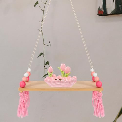 Estantes de pared de madera rosa nórdica para organizar dormitorios infantiles 7