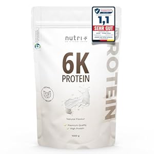 Nutri + Protein Pulver Neutral 1 kg - 80% Eiweiß - zuckerfrei + fettfrei - Proteinpulver ohne Süßstoff, Geschmack - ideal zum Backen - 1000 g Natural