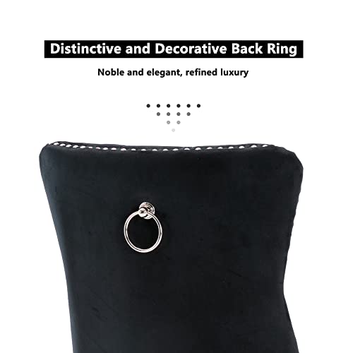 Virabit Tufted Dining Chairs Set Of 4, Black Dining Chairs With Nailhead Back And Ring Pull Trim, Velvet Upholstered Dining Chairs For Kitchen/Bedroom/Dining Room #TOP4