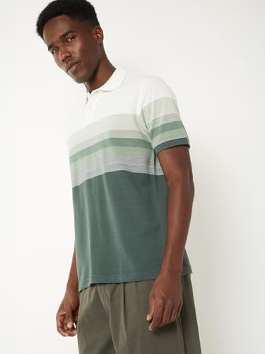 Image of Max Men's Half Sleeves Regular Fit Striped Polo T-Shirt
