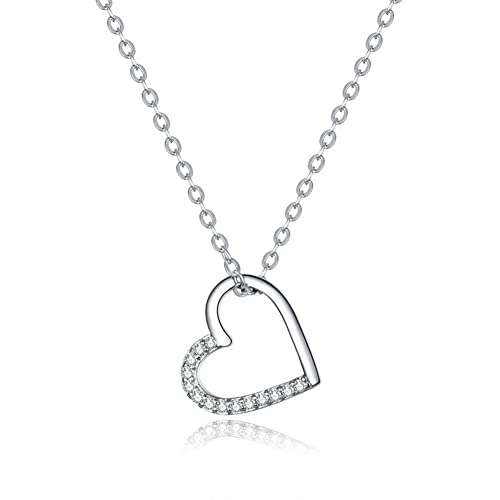 Ategazza Collana Argento 925 con Zirconia Pendente Cuore Regalo Donna