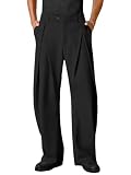 Runcati Mens Baggy Wide Leg Dress Pants Pleated Zipper Fly Casual Elastic Waist...