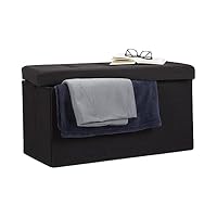 Relaxdays Pouf de rangement pliant coffre repose-pieds Hxlxp: 38 x 76 x 38 cm, noir