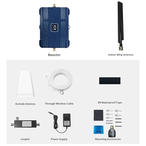 Image of Cell Phone Booster for Home & Office,Up to 2000 sq ft,Cell Phone Signal Booster with Band 66 /25 /2 /4 /5 /12 /13 /17,Boost 5G 4G Data for All U.S. Carriers FCC Approved Cell Booster (Light Blue)
