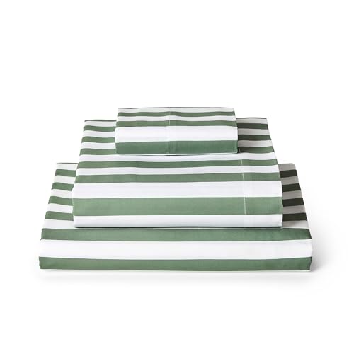Image of Mellanni Twin Sheets Set - 3 PC Iconic Collection Bedding | Hotel Luxury, Extra Soft, Cooling Bed Sheets - Wrinkle, Fade, Stain Resistant (Twin, Oxford Stripe Sage)