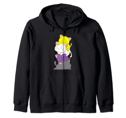 Non Binary Pride Drapeau de l'anime Kawaii Sweat à Capuche