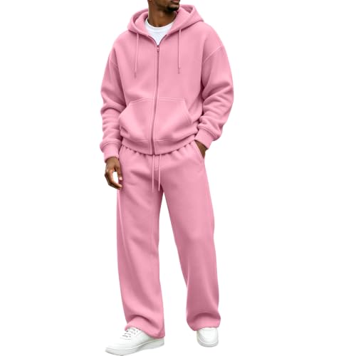 Mens Sweat Suits 2 Piece Set Athletic Zip Up Jacket Wide Leg Sweatpants - image 1