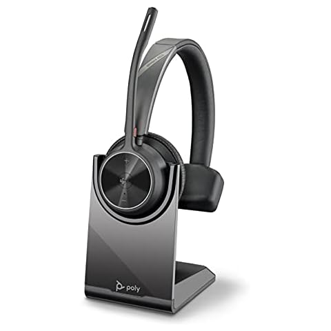 Poly - Voyager 4310 UC Wireless Headset + Charge Stand (Plantronics) - Single-Ear Headset- Connect to PC/Mac via USB-C Bluetooth Adapter, Cell Phone via Bluetooth-Works w/Teams (Certified), Zoom&More Cover