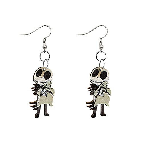 Cute Cartoon Halloween Theme Earrings Ghost Pumpkin Wooden Dangle Earrings Creative Jewelry for Halloween Party Exaggeration Accessories - Main Image