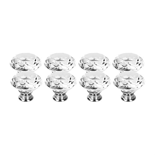 Boutons Meuble Diamant, 40mm Boutons de Porte Cristal avec Vis, Lot de 8 Bouton de Meuble en Cristal Clair et Base en Alliage de Zinc pour Placards Meuble...