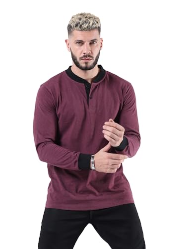 Image of fanideaz Mens Premium High Neck Henley T Shirts for Men Branded Full Sleeve Shirt for Men in Pure Cotton Casual & Formal Wear