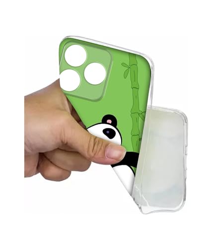 Image of Casotec Panda with Bamboo Printed Silicon Soft TPU Back Case Cover for Realme C63 4G / Narzo N63 4G