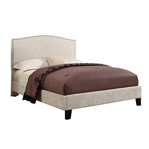 Pemberly Row Lucia Cream Upholstered California King Platform Panel Bed