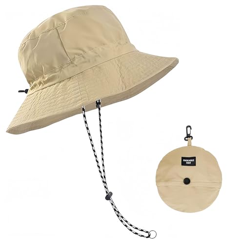 Kokoie Fischerhut mit Kinnriemen, Verstellbare Sonnenhut Damen Herren, Schnell Trocknender Packbarer Wanderhut Anglerhut für Outdoor-Angeln Gartenarbeit Strand