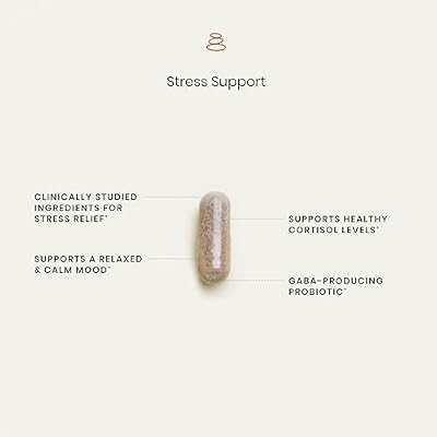 Perelel Stress Support, Supplement with Ashwagandha, Saffron, Holy Basil, and Probiotic, Plant Based Formula for Relaxation and Wellness Support, Gluten Free, Non GMO, 30 Capsules