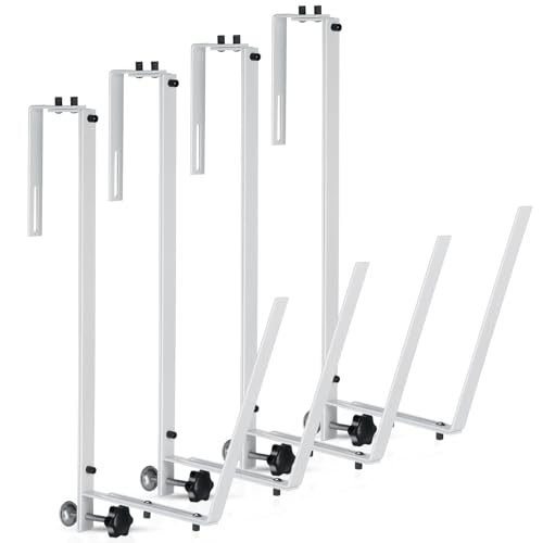 Reallnaive 4 Pcs Solar Cover Holder for Above Ground Pool Adjustable Solar Holder Metal Equipment Storage Hooks for Framed Above Ground Swimming Pools (White)