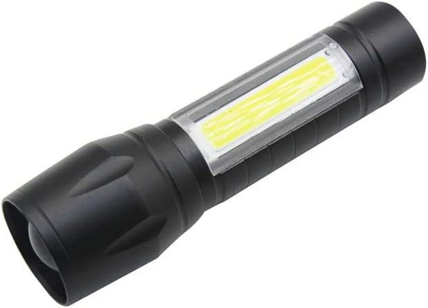 GOR Aluminum-Alloy Mini High Power Chip on Board Q5 LED Rechargeable Zoomable Flashlight Torch (Black)