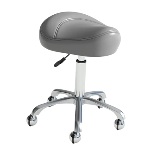 MotiveTech スツール サロンチェア 快適座面 チェア 高さ調節可能 回転式椅子 移動便利 頑丈フレーム 防汚加工 長時間作業向け 美容室に適用, グレー