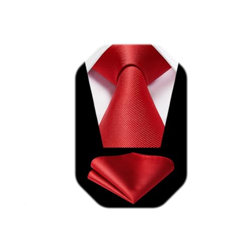 Image of HISDERN Mens Ties Solid Color Ties for Men Formal Necktie with Pocket Square Set Satin Silk Neck Tie Handkerchiefs Set