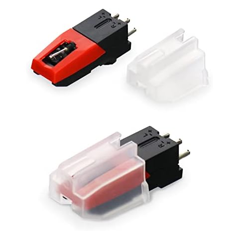 QWORK 2 Piezas Agujas de Recambio para Tocadiscos, Aguja Tocadiscos con Cartuchos Fonocaptores para Plato Giradiscos, Tocadiscos Cover