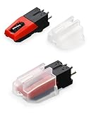 QWORK 2 Piezas Agujas de Recambio para Tocadiscos, Aguja Tocadiscos con Cartuchos Fonocaptores para Plato Giradiscos, Tocadiscos