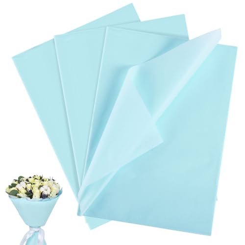 Naler 60 Hojas Papel de Seda 35 x 50cm Papel Decorativo para Envolver Regalos o Relleno Manualidades de Pompones Decoraciones para Fiestas (Azul Claro)