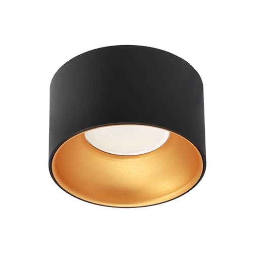 EDO Faretto da Incasso per Cartongesso ZAMA Black Gold S Rotondo - Ø85*50mm, Plafoniera Soffitto Faretto Alluminio in Oro Nero, Spot a Soffitto Apparecchio da incasso per Cameretta, Cucina, Soggiorno