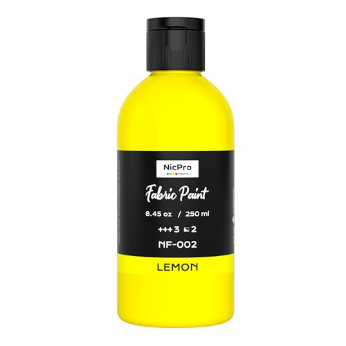 Nicpro Yellow Fabric Paint 8.45 oz (250 ml) Fabric Paint for Clothes Permanent Clothing Paint for DIY T-shirts Jeans Crafts Refresh Furniture Upholstery