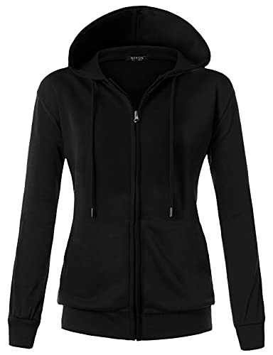 Image of GIVON Womens Casual Zip Up Hoodie Cotton Blend Soft Fabric Basic Layering Hooded Jacket with Kangaroo Pocket