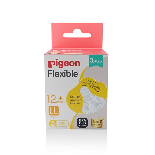 Pigeon Peristaltic Nipple LL Y Cut,for 12+ Month Babies,BPS Free,BPA Free,Pack of 3