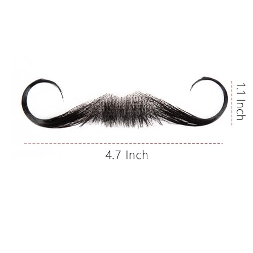 Fake Mustache Human Hair Beard DROPS TO (works on Natural Black-01-Natural Black) - image 5