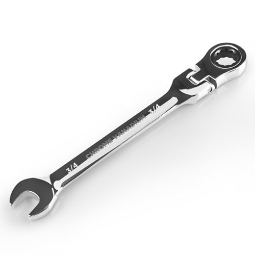 Image of Egofine 3 /4 Inch Ratchet Wrench Flex Head, Ratcheting Combination Wrench SAE, Industrial Grade Gear Spanner with 12 Point Box End, 72-Teeth Ratchet, Chrome Vanadium Steel