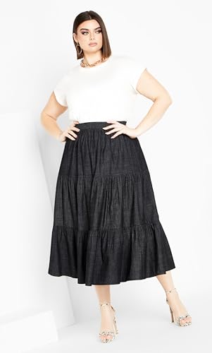 City Chic Plus Size Skirt, Denim Tier Skirt4