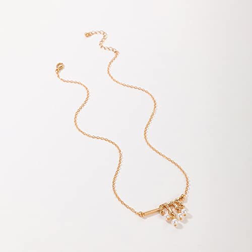 Rectangle Necklace Pendant Pearl Pendant Single Layer Necklace For Women Pendant Women's Necklaces (A-Gold, One Size) #TOP4