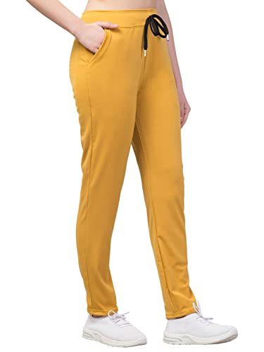 Image of BLUECON Women's Plain Solid Regular Fit Straight Leg Open Bottom Polyester Track Pant /Plazo Pant with Brand Logo