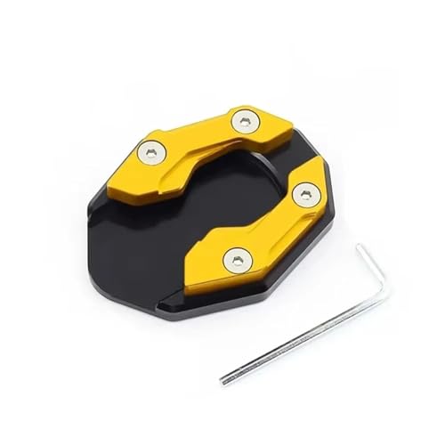 Motorrad SeitenstäNder Platte 2Pcs for YAMAHA YZF R15 V3 R125 R125M MT125 2017-2022 CNC Motorrad Ständer Fußvergrößerung Seitenverlängerungspolster Ständerstützplatte(Gold)