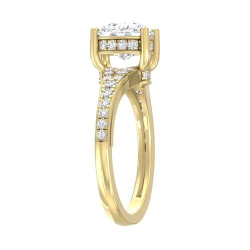 1 1/3 Carat - 3 1/2 Carat Cushion Shape Lab Grown Diamond Solitaire Engagement Ring | 10K, 14K Solid Yellow or White Gold Wedding Engagement Ring | D-F Color and VS Clarity4