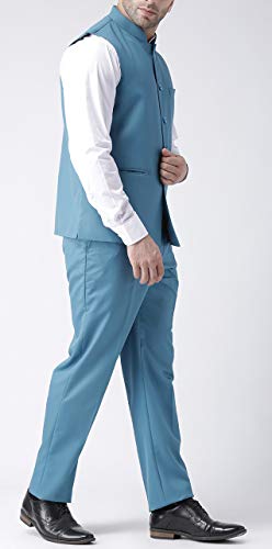 Image of hangup Men's Synthetic Notch Lapel Suit (2BasketTR Teal 40 Blue